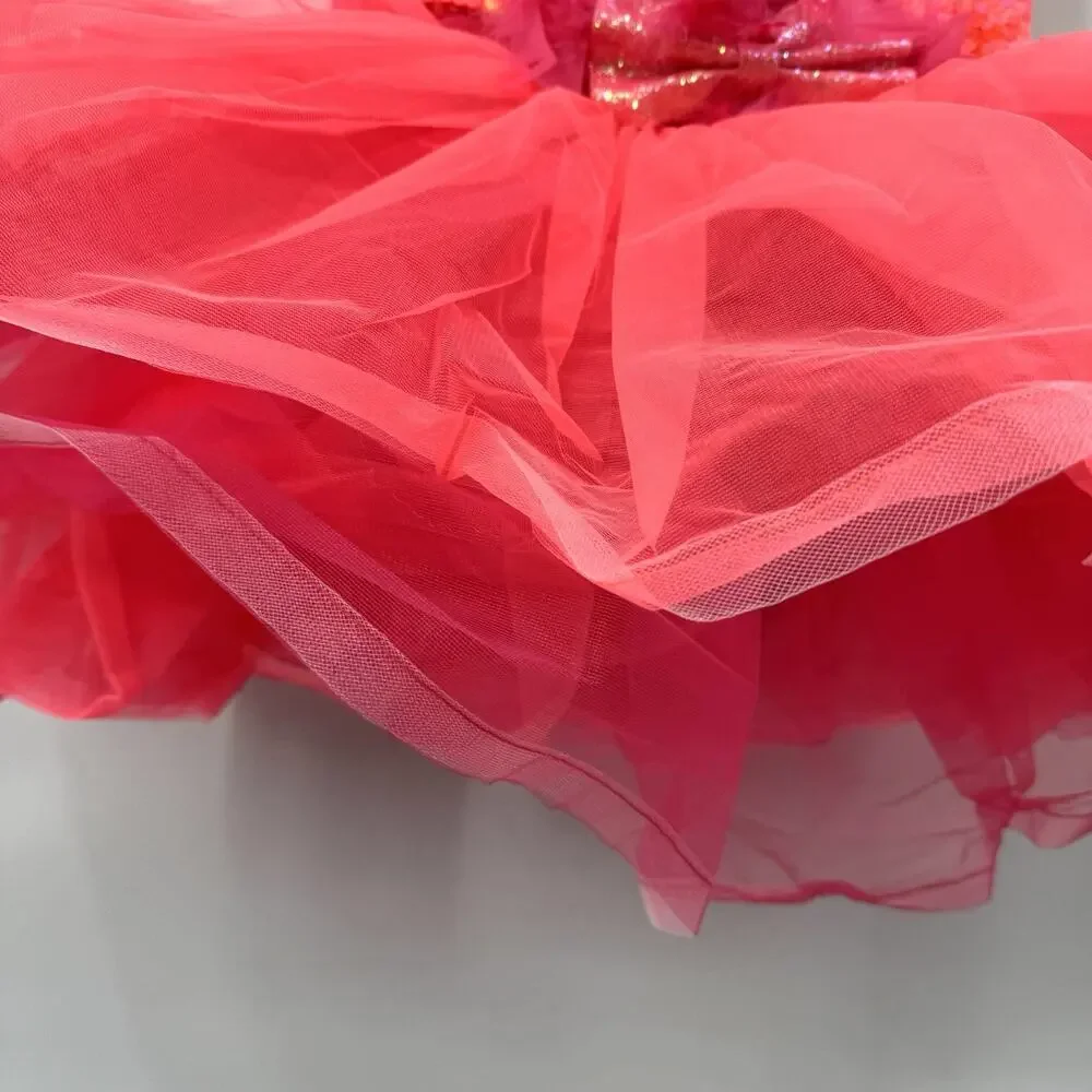 Weissman Go Bananas Tangerine Neon Orange Pink Sequin Tutu Feathers 13837 XLC
